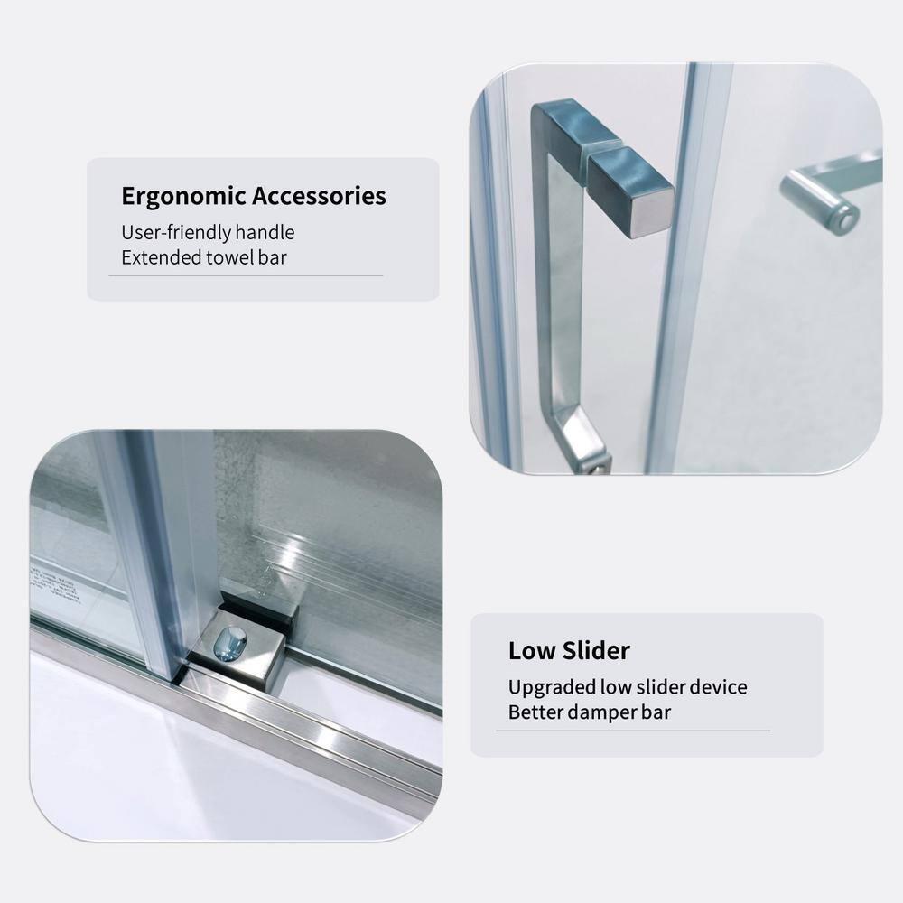 56"-60 ‘W x 75’ Aluminum Framed Single Slide Design Shower Door