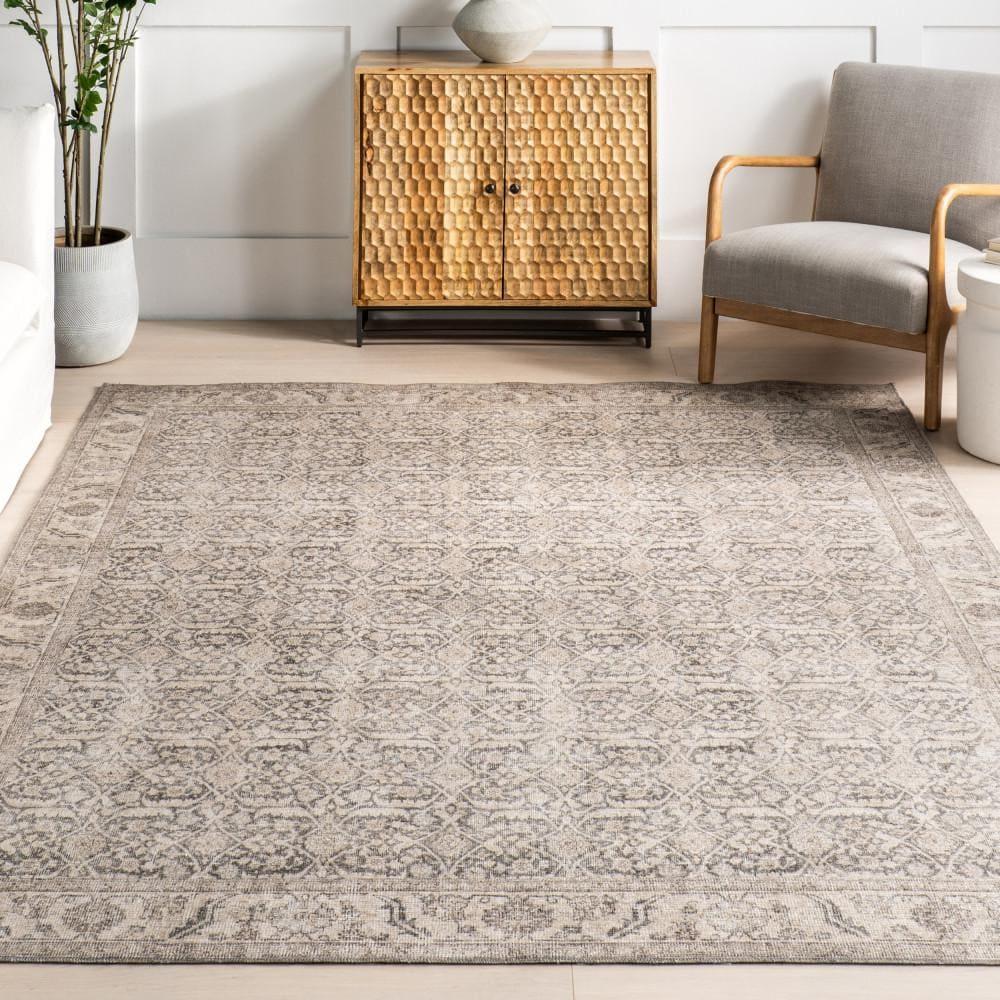 Nuloom Hillstone Collection Calantha Traditional Vintage Medallion Area Rug, 5' x 8', Beige