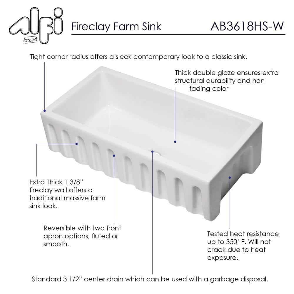 36'' L Farmhouse / Apron Single Bowl Fireclay Kitchen Sink