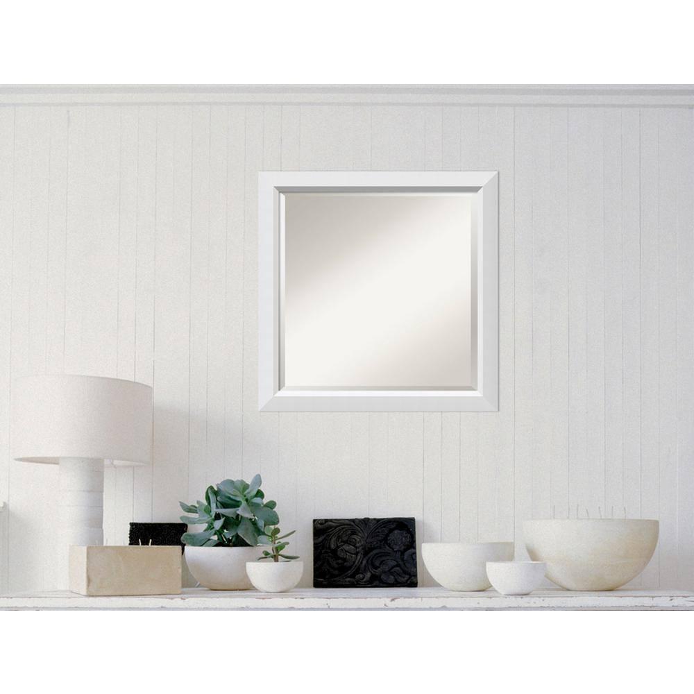 Amanti Art Blanco White Beveled Wood Wall Mirror 24.25 x 24.25 in.