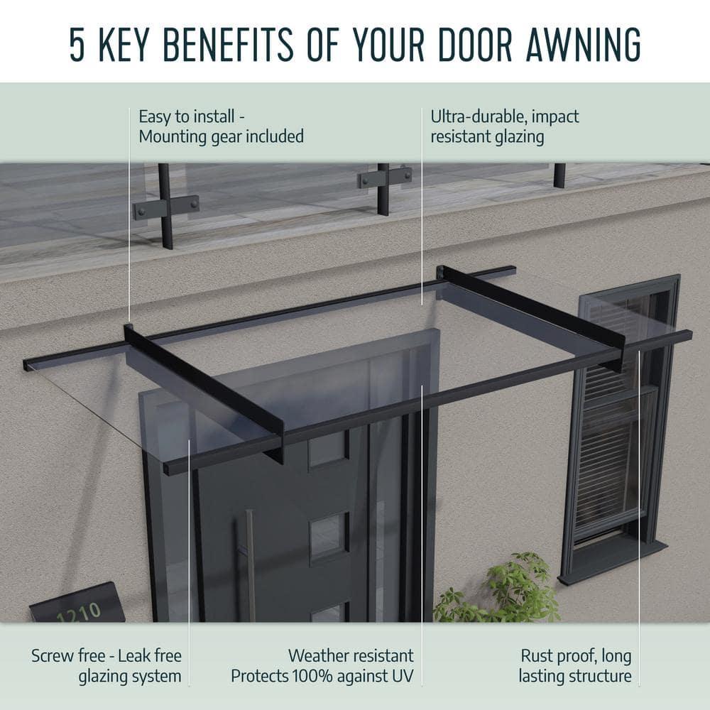 Canopia Palram - Canopia Vega 79.7'' W x 96.3'' D Acrylic Glass Gray Cover Stationary Patio Awning & Reviews | Wayfair