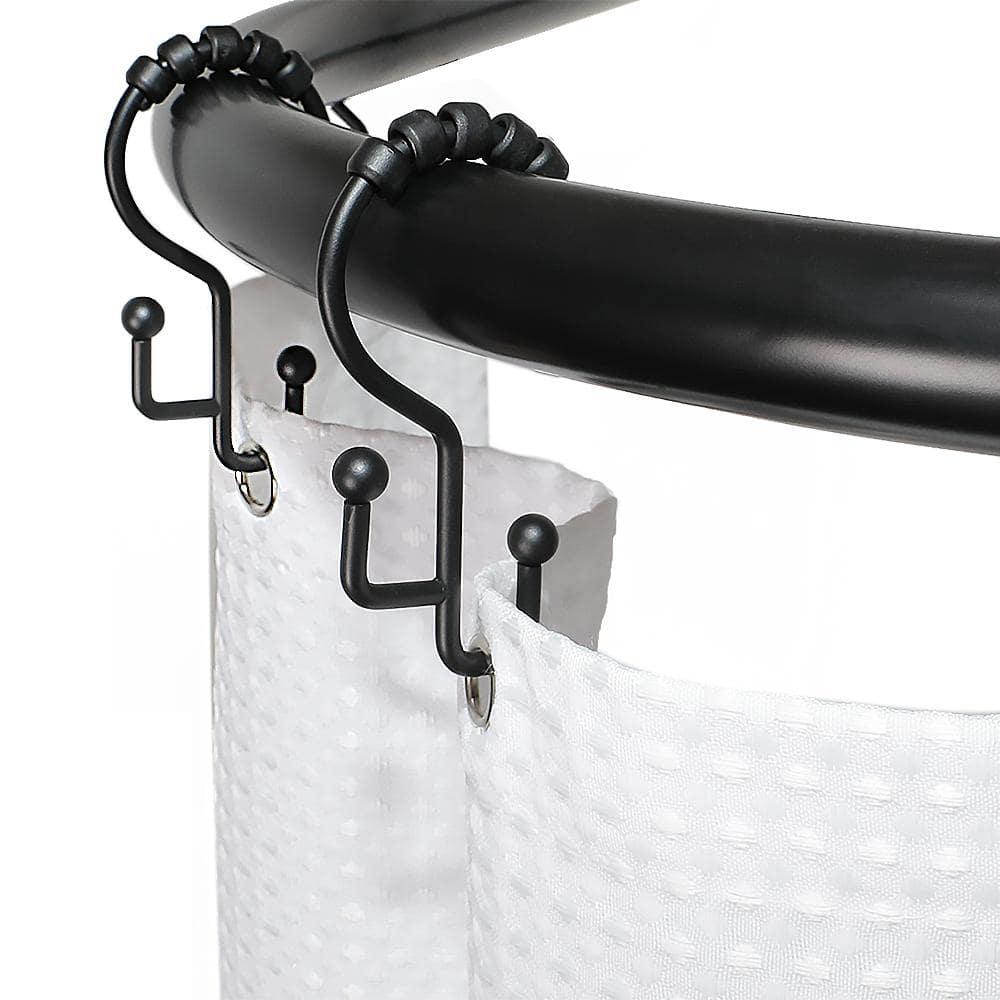 Rustproof 60 in. Large Size by 25 in. Aluminum D-Shape Shower Rod in Black