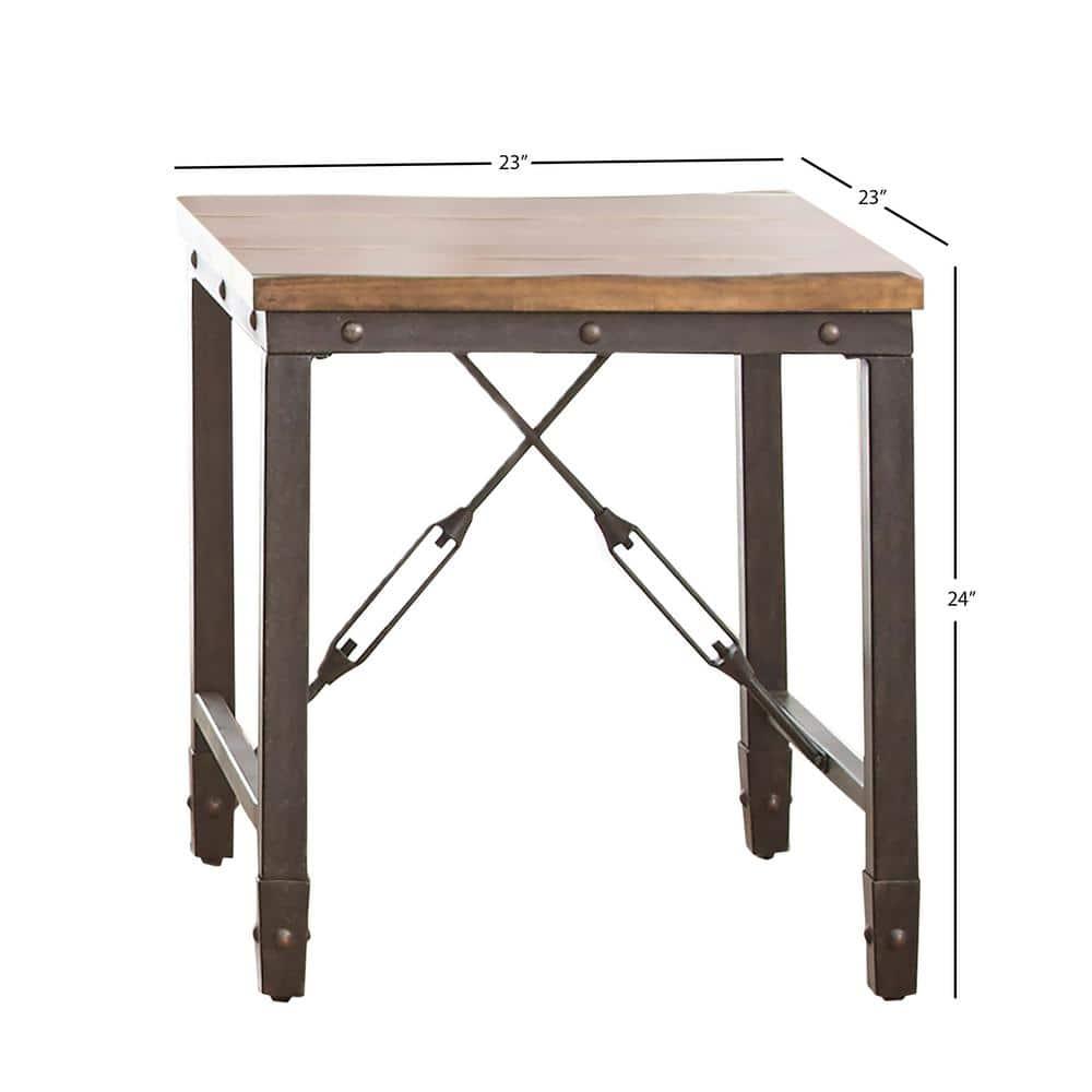 Ashford End Table Antique Honey - Steve Silver Co.: Industrial Style, Pine Veneer, Engineered Hardwoods