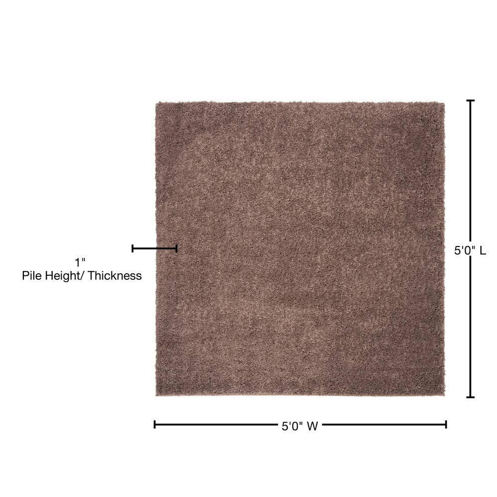 August Shag 900 AUG900 Power Loomed Indoor Area Rug - Taupe - 5'3"x5'3" - Safavieh