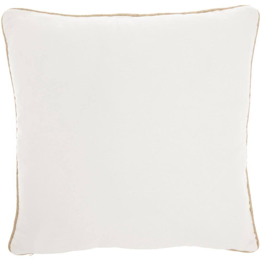 Mina Victory 18"x18" Sofia Beaded Pleated Velvet Square Throw Pillow Ivory/Gold: Bohemian Stripe, Removable Cover, Indoor Use