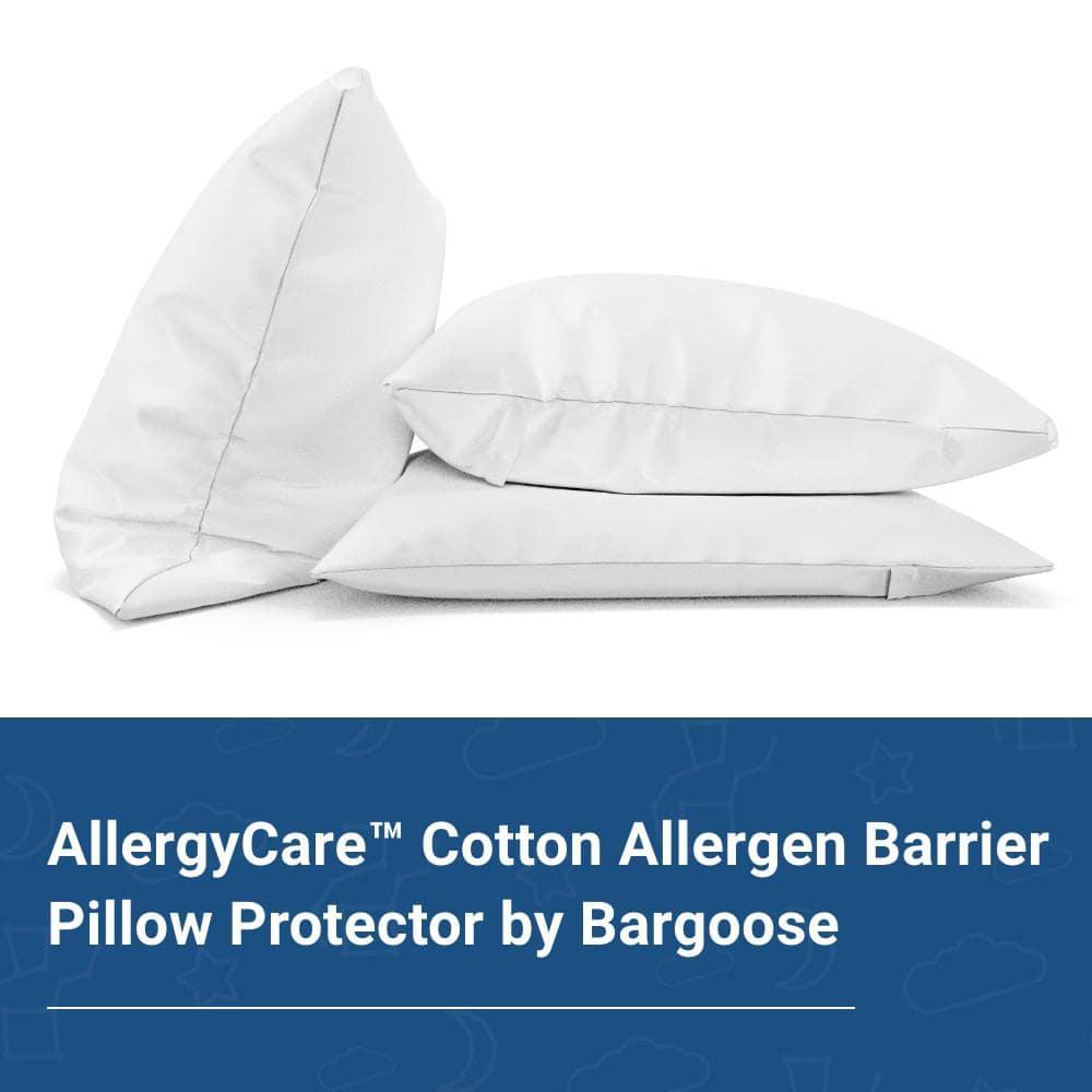 Bargoose Home Textiles 100% Cotton Pillow Protector, Dust Mite Proof, Chemical-Free, Breathable, Zippered Allergen Barrier
