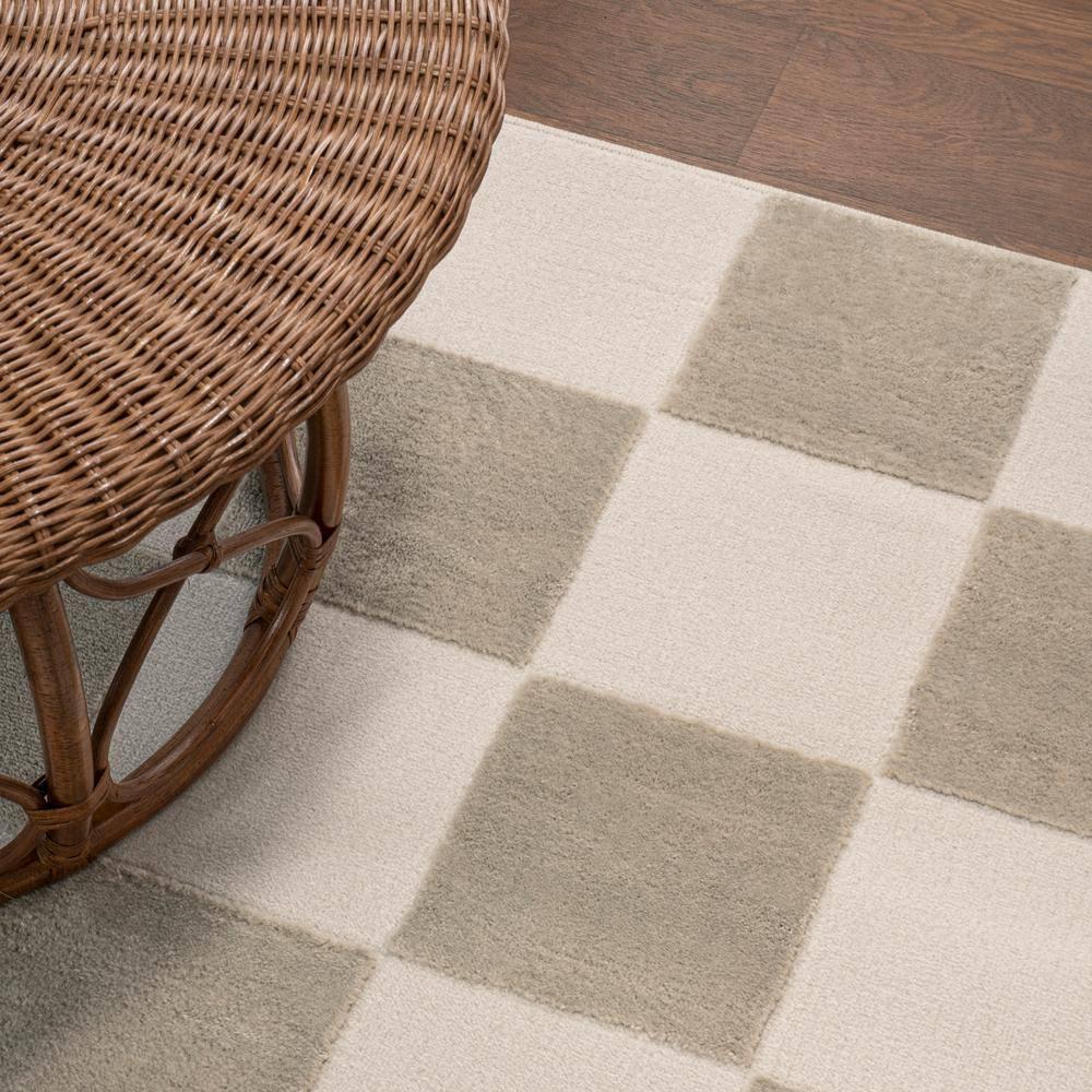JONATHAN Y Thea Modern Geometric Checkerboard High-Low Beige/Cream 3 ft. x 5 ft. Area Rug