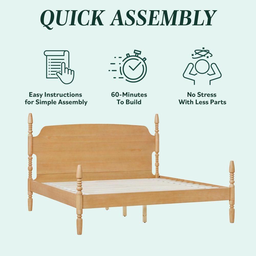 Walker Edison Vivienne Traditional Easy Assembly Solid Wood Turned Spindle Bed