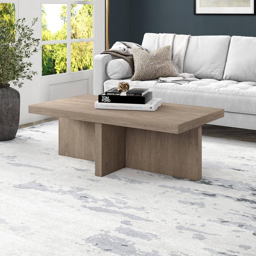 Evelyn&Zoe Contemporary Durable Rectangular Medium Density Fiberboard, Antiqued Gray Oak