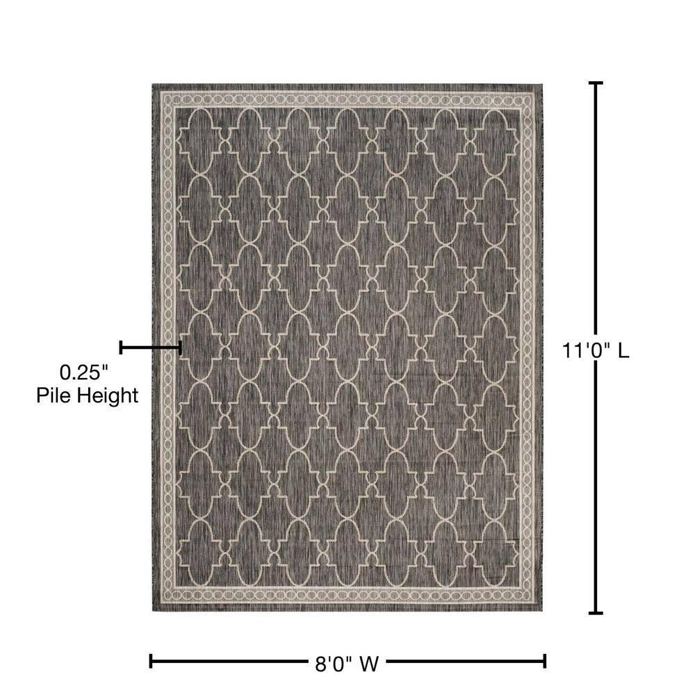 Courtyard CY8871 Power Loomed Indoor/Outdoor Area Rug - Black/Beige - 8'x11' - Safavieh.