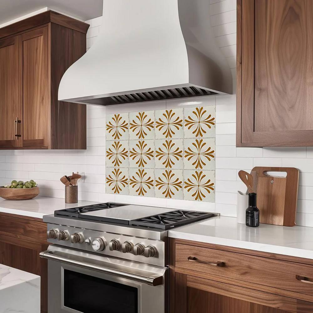 Mi Alma Beige Vintage Flower Peel & Stick Tiles - Vinyl Backsplash 8x8
