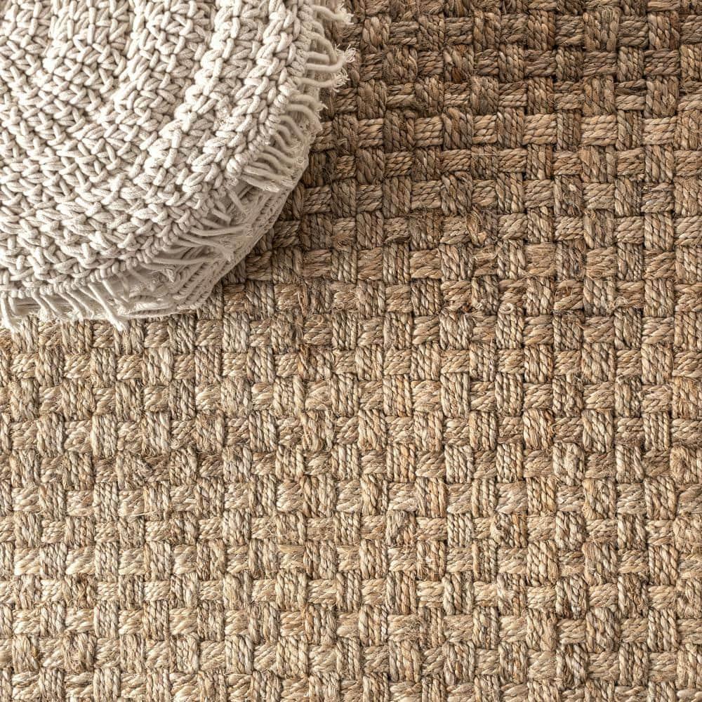 5'x8' Estera Hand Woven Boucle Chunky Jute Area Rug, Natural - JONATHAN Y