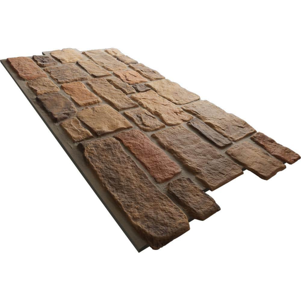 EverStone Cobblestone Faux Stone Panel, 48"W x 23 3/4"H x 1 1/8"D, Rustic Roast Color