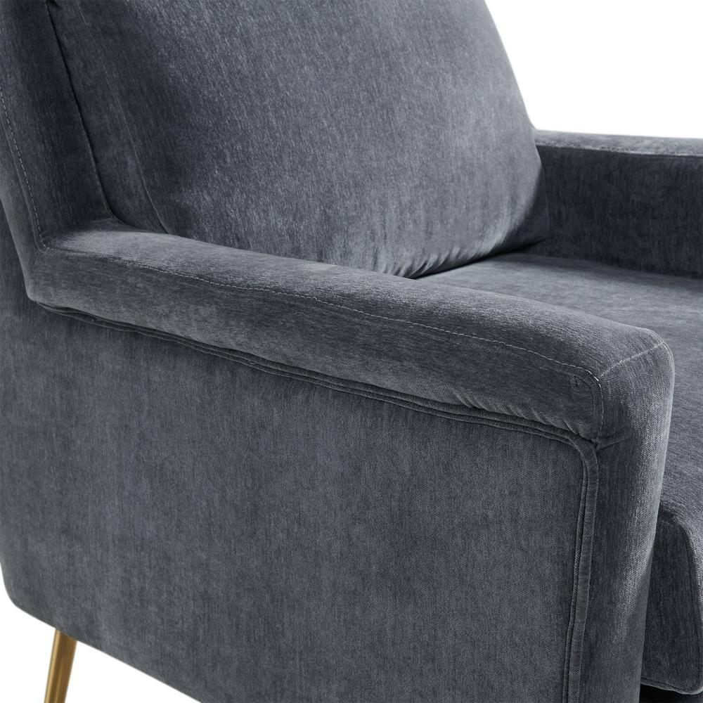 Lincoln Chair Dark Gray - Picket House Furnishings: Mid-Century, Gold Legs, Oversized Seating