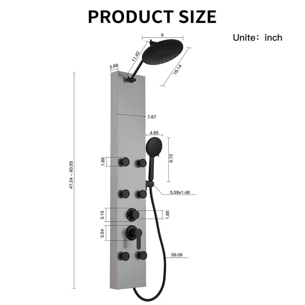 60.55'' Shower Panel with Adjustable Shower Head