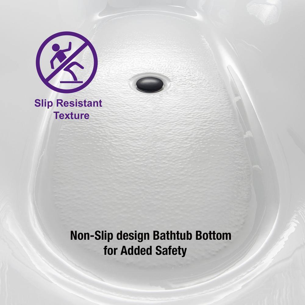 WOODBRIDGE 67" Acrylic Freestanding Bathtub Contemporary Soaking White Tub with Matte Black Overflow and Drain,B0010-MB-Drain &O