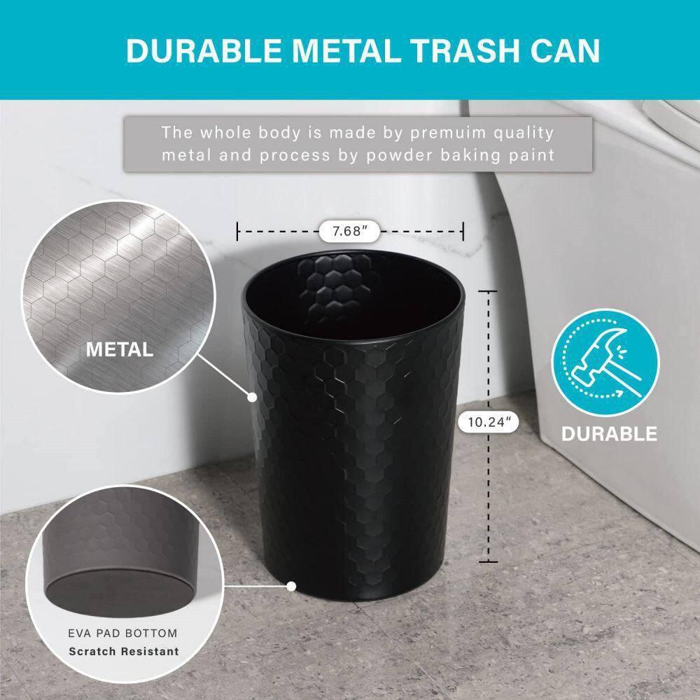 zccz Bathroom Accessory Set - 6 Pcs Black Bathroom Accessories Set with Trash Can, Toothbrush Holder, Toothbrush Cup, Soap Dispenser, Soap Dish, Toilet Brush with Holder - Accessoire Salle de Bain