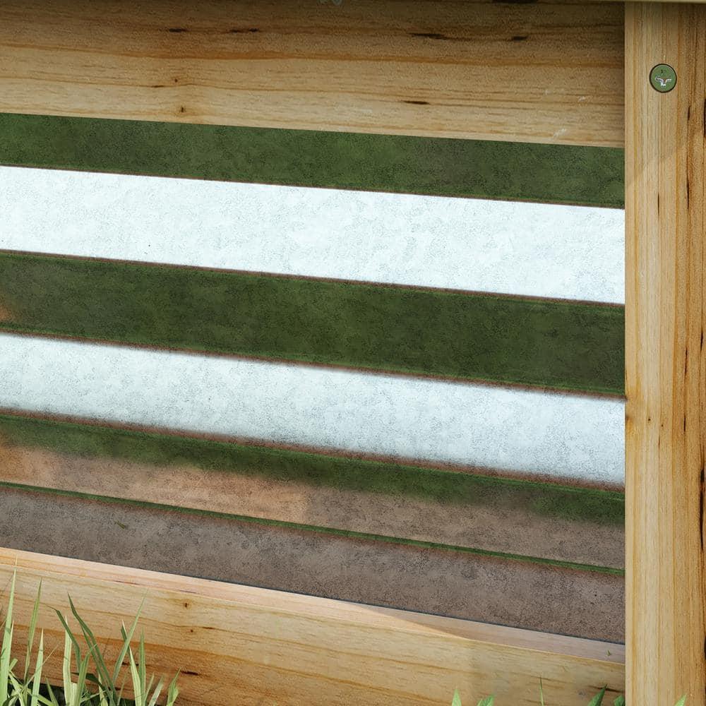 Outdoor Wooden Planter Box with Galvanized Metal Reinforcement