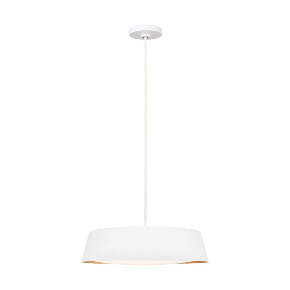 Matte White Glass Drum Pendant Light with Silk Shade