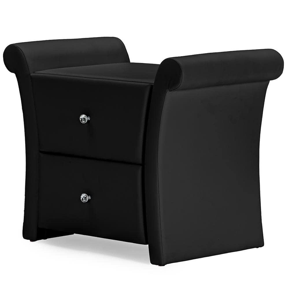 Victoria Matte Faux Leather Nightstand: 2 Drawers, Rectangle Shape - Baxton Studio