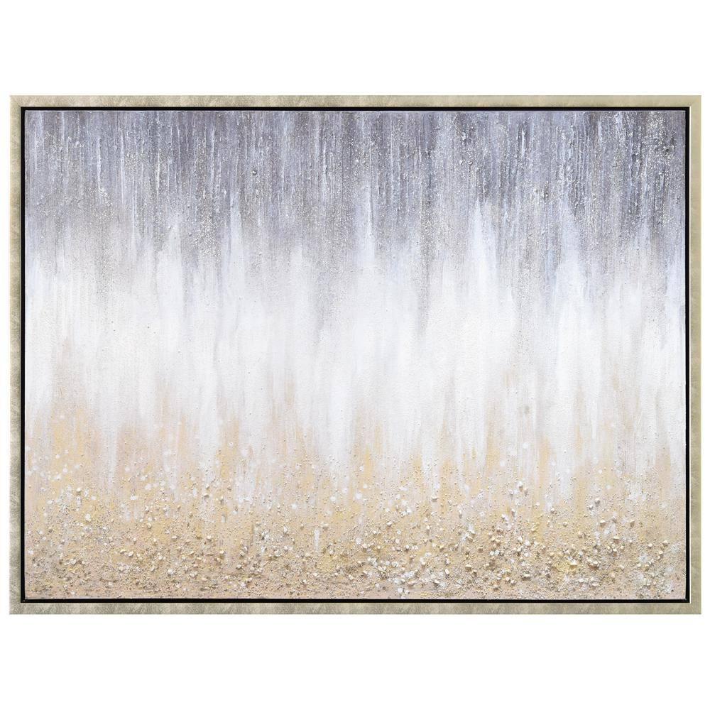 Empire Art Direct Golden Cascade Textured Glitter Hand Painted Framed Canvas Wall Art
