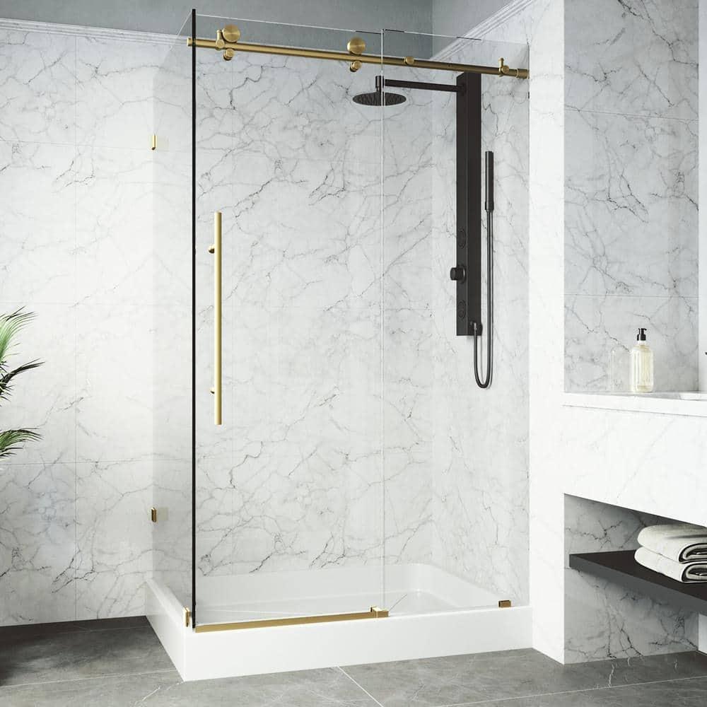 Elan E-class 48" W x 36" D x 82" H Sliding Frameless Shower Enclosure with 3/8" Clear Glass&Base