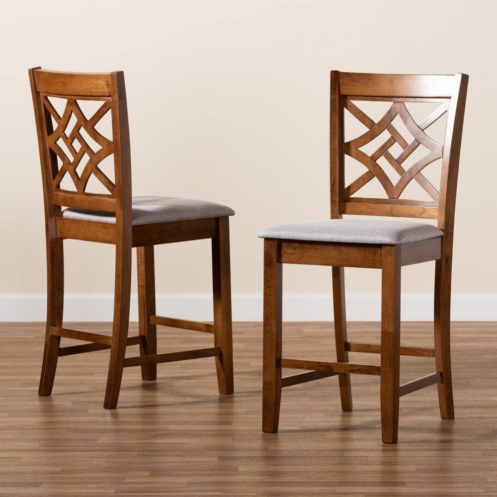 2pc Nicolette Wood Counter Height Barstool Set - Baxton Studio