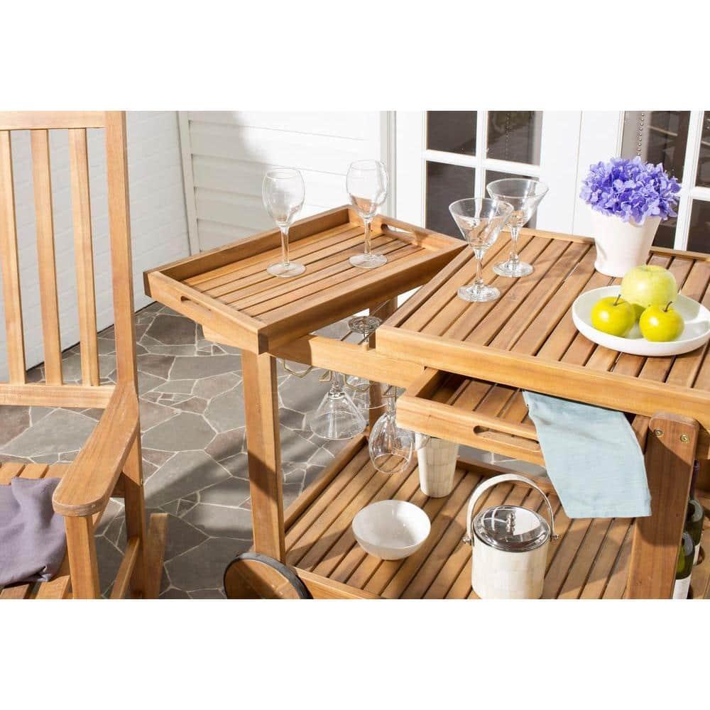 Orland Outdoor Tea Trolley PAT7010 - Natural - Safavieh