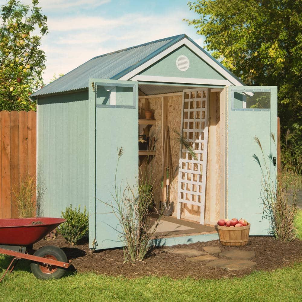 Handy Home Garden 6 ft. W x 8 ft. D Wood Storage Shed with Floor