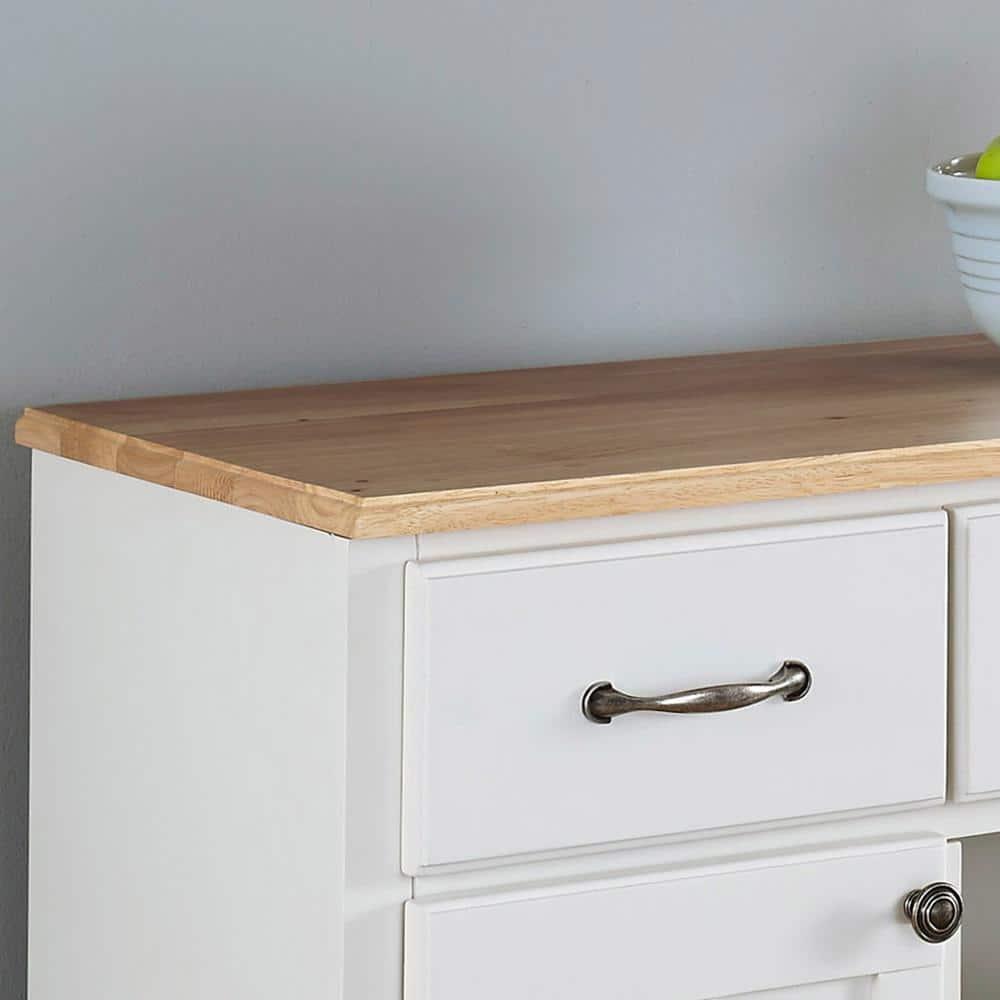 36.25" Sideboard Buffet Servers with Wood Top White - Home Styles: Kitchen Storage, Hutch Design, Wine Rack
