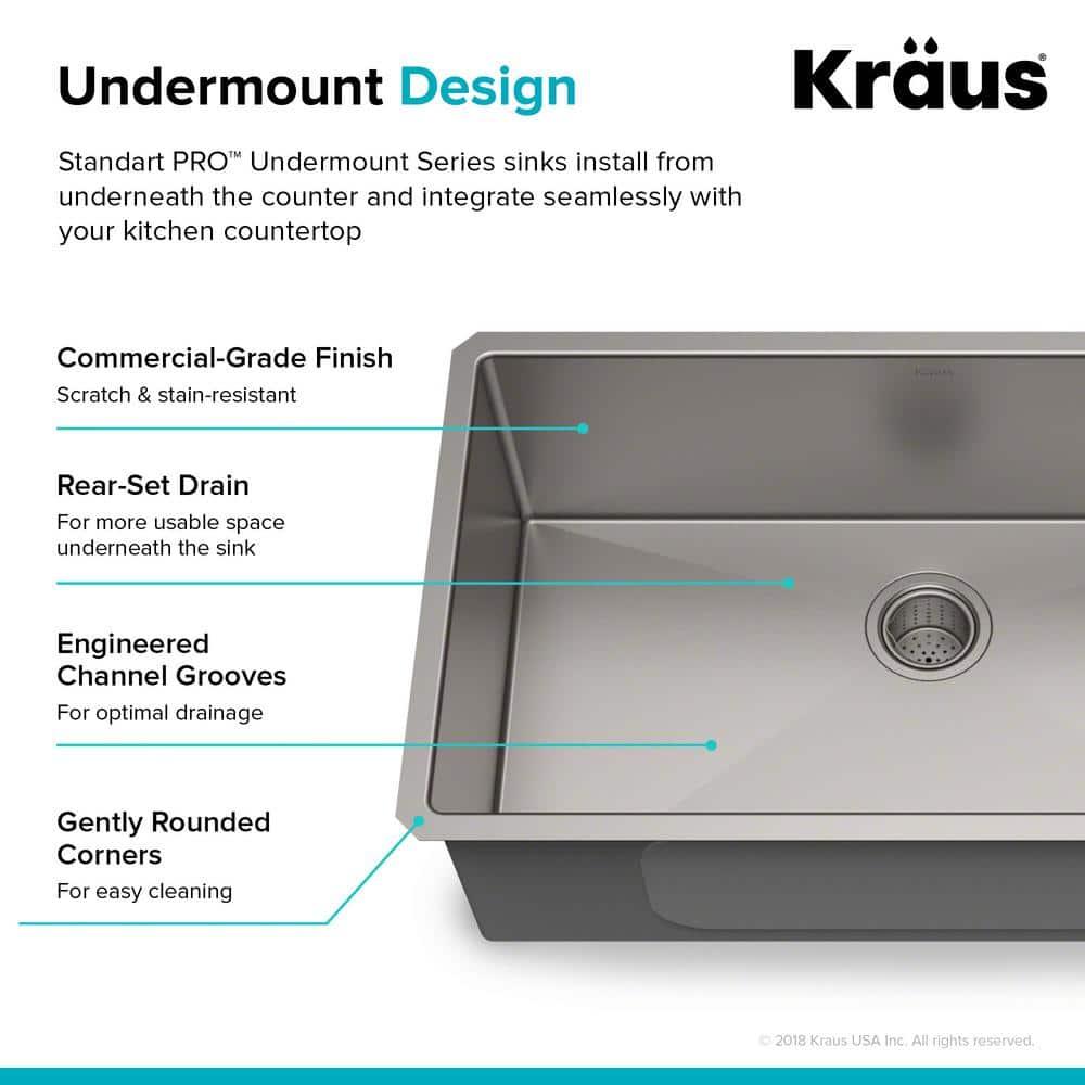 KRAUS Standard PRO™ Gauge Undermount Kitchen Sink with WasteGuard™ Garbage Disposal