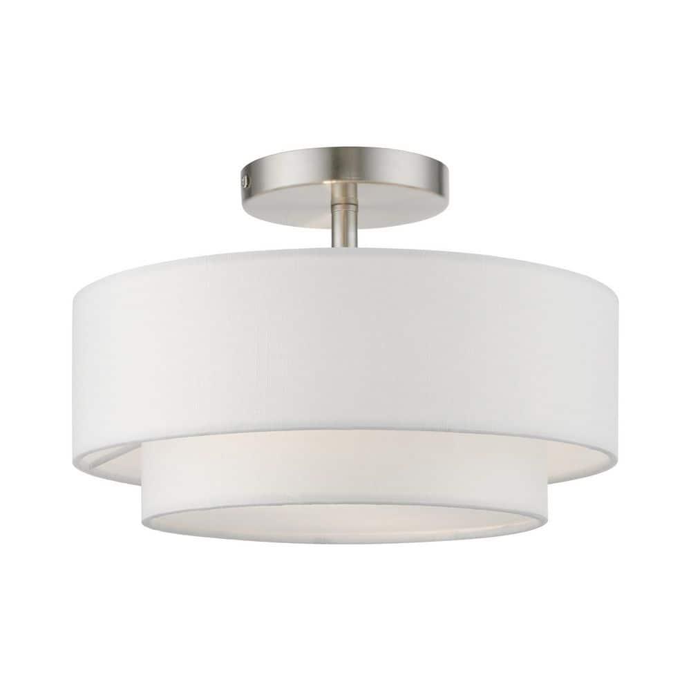 Livex Lighting Meridian 2 - Light Semi-Flush Mount in  Brushed Nickel