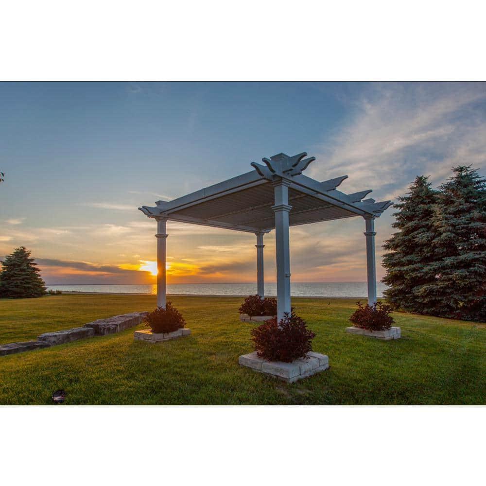 Avalon 10 ft. x 10 ft. White Vinyl Louvered Pergola