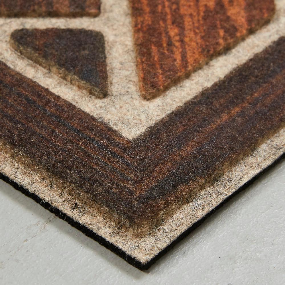 Mohawk Home Entry Recycled Rubber Non- Slip Indoor Outdoor Stoney Medallion Brown & Blue Oversize Doormat 2' x 4'