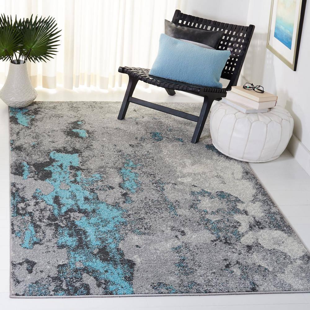 Adirondack ADR134 Machine Made Indoor Area Rug - Turquoise/Grey - 6'x6' - Safavieh