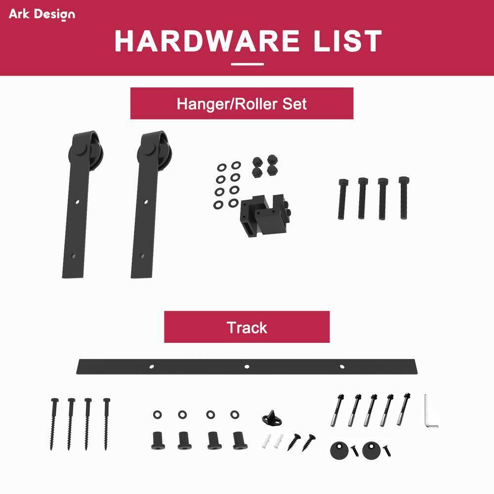 ARK DESIGN 84"H Wood and Primed Bookshelf Style Barn Door with Mounting Hardware Kit