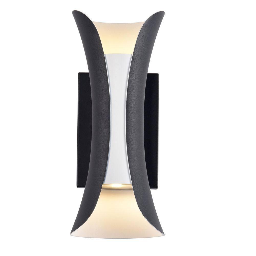 C Cattleya LED 2-Light Outdoor Wall Sconce, Wall Light Fixture-Black and White Finish