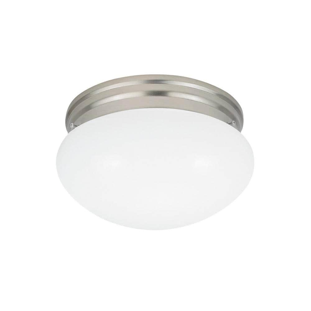 Sea Gull Lighting Generation 5328-962 Traditional Two Light Flush Mount from Seagull-Webster Collection in Pewter, Silver Finish, 9.80 inches, Brushed Nickel