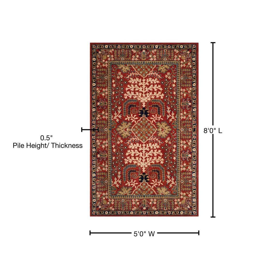 Antiquity AT64 Hand Tufted Area Rug - Red/Multi - 5'x8' - Safavieh.