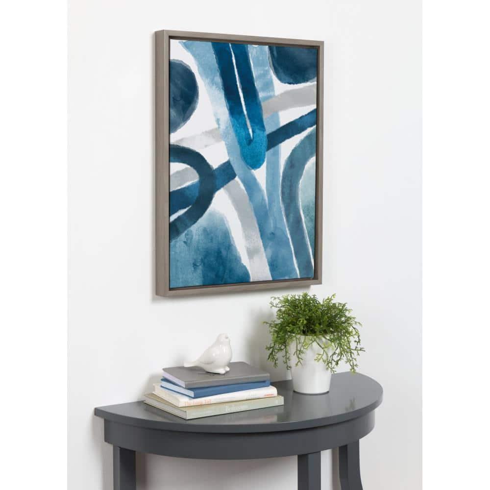 Kate and Laurel Abstract Blue and Gray Watercolor by Homes Designs, 18x24, Gray