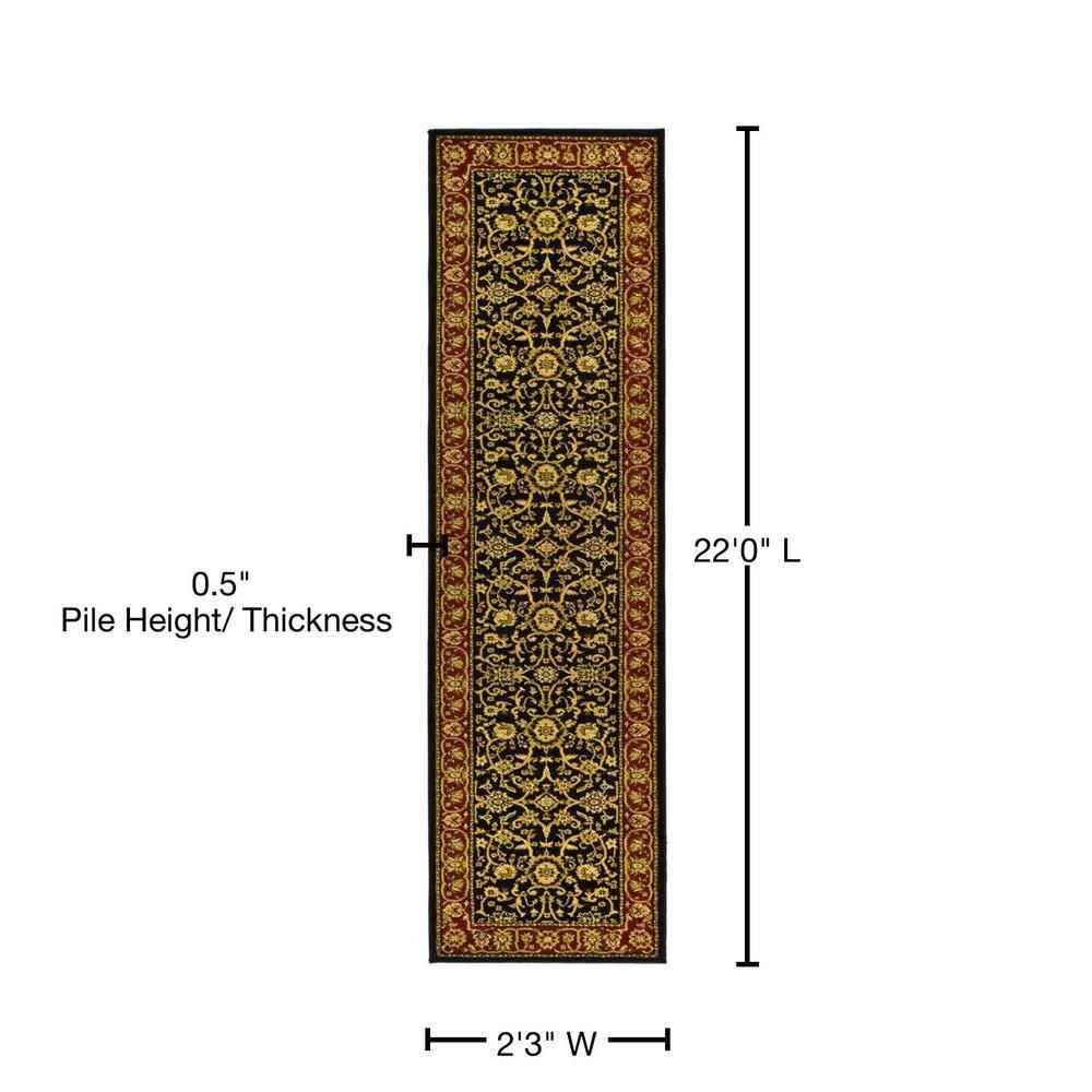 Lyndhurst LNH212 Power Loomed Runner Rug - Black/Red - 2'3"x22' - Safavieh