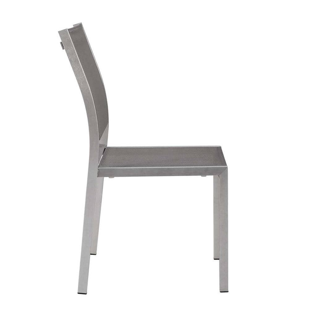 Modway Shore Outdoor Patio Aluminum Side Chair Silver Gray