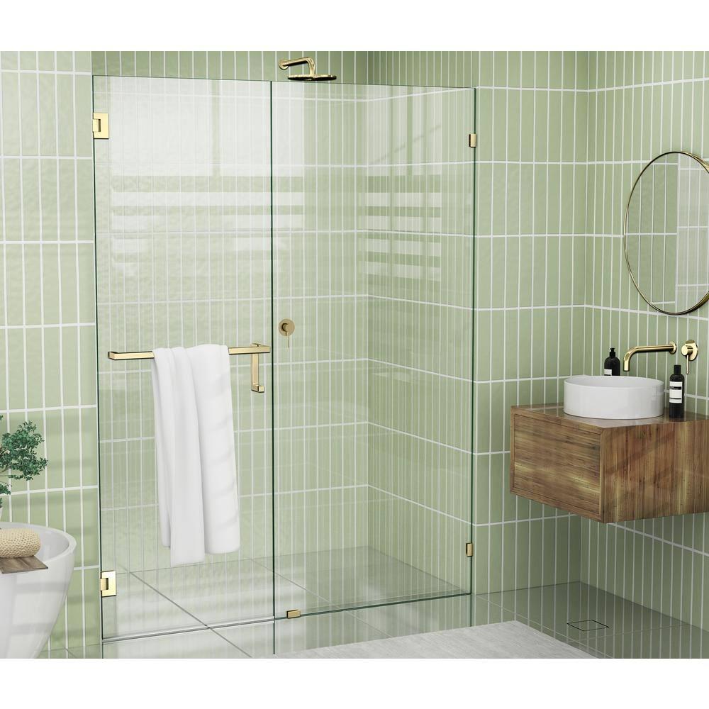 Umbra 57.25 in. x 78 in. Fully Frameless Wall Hinge Towel Bar Shower Door