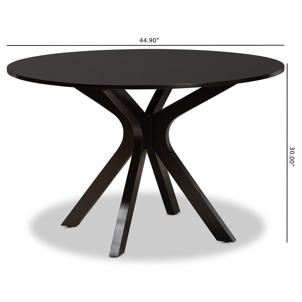 Baxton Studio Kenji Dark Brown Finished 48-Inch-Wide Round Wood Dining Table