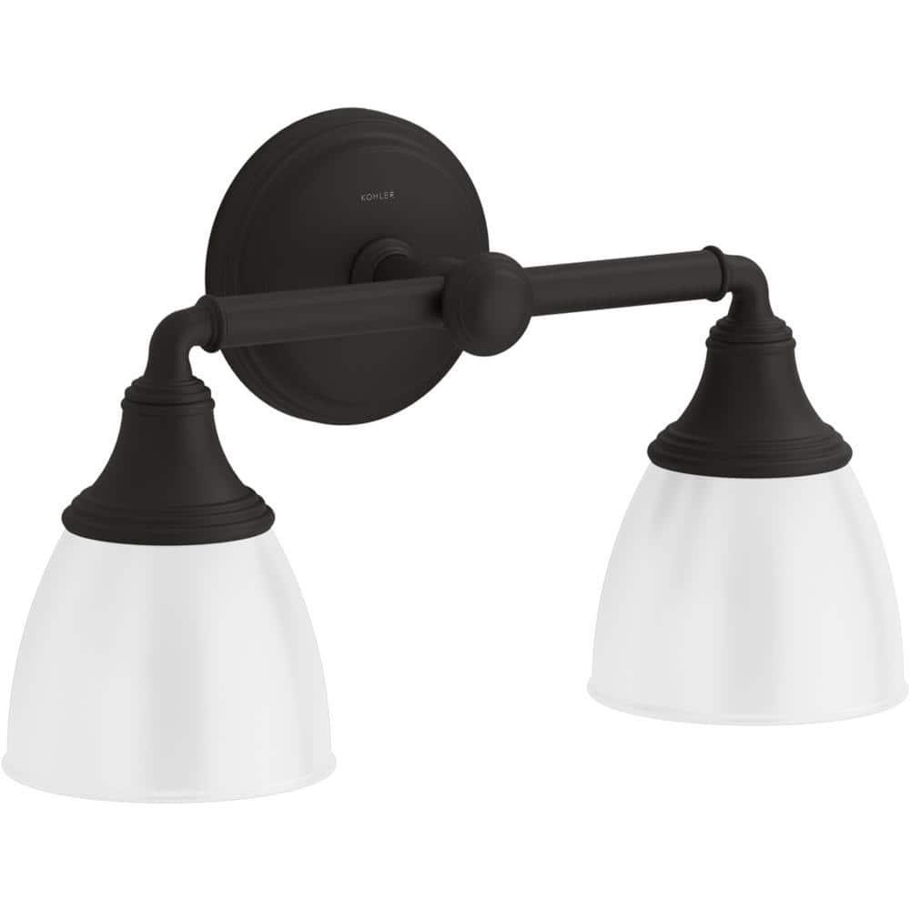 Kohler Devonshire Bathroom Vanity Light Fixture, Wall Sconce Lighting, Position Facing Up or Down, UL Listed, 2 Light, Matte Black