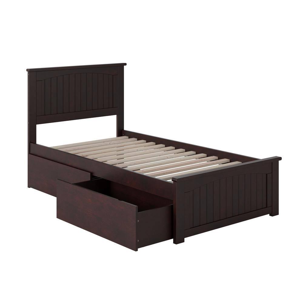 Nantucket Platform Bed with Matching Foot Board with 2 Urban Bed Drawers, Multiple Colors, Multiple Sizes
