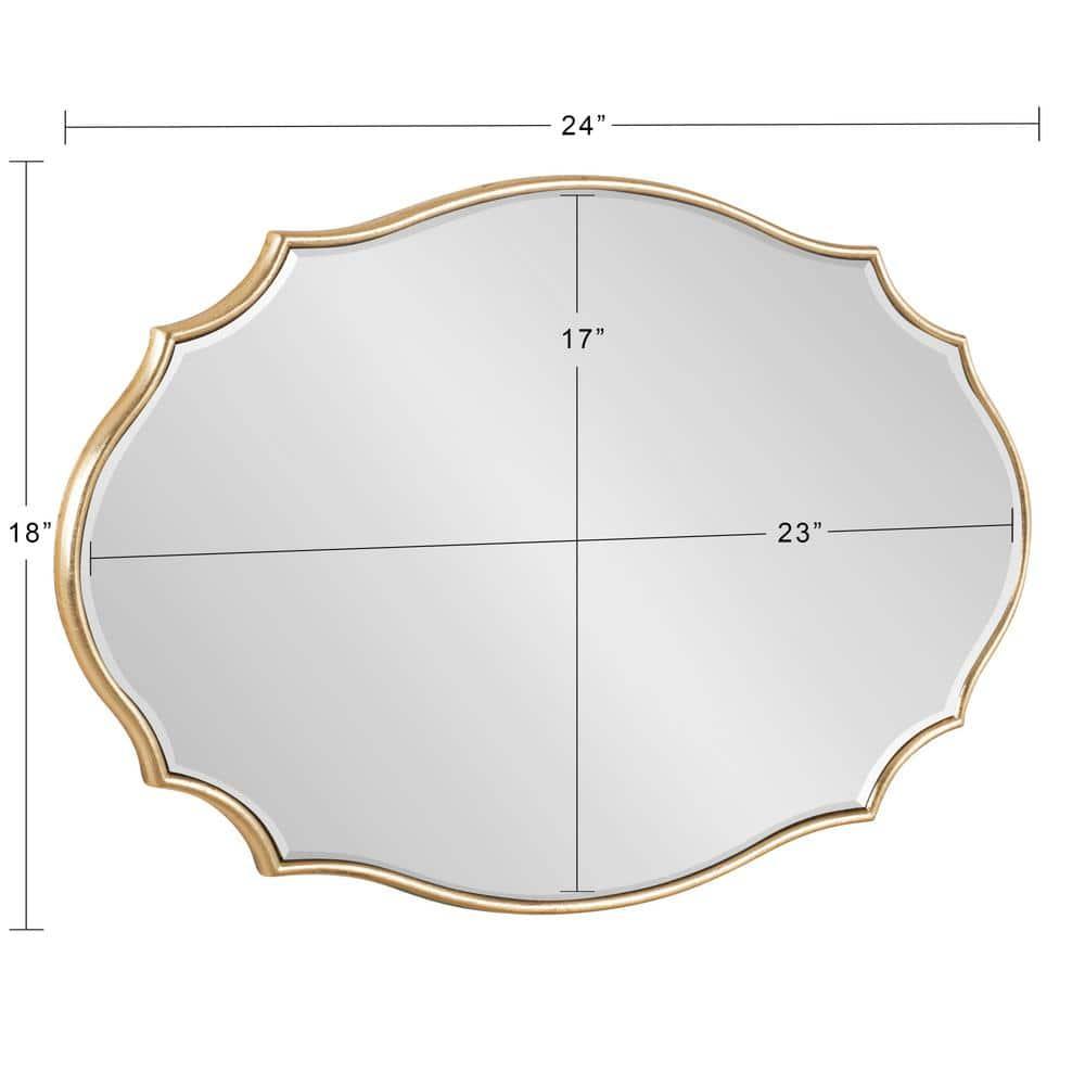 Kate and Laurel Leanna Modern Scalloped Wall Mirror, 18 x 24, Gold, Glam Oval Mirror for Wall