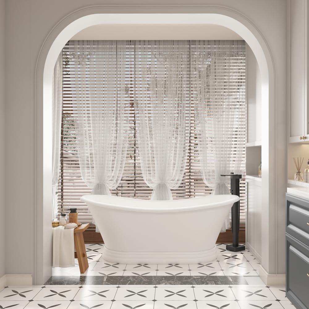 CASAINC Crescent 67.13"x 29.53" Solid Surface Stone Freestanding Soaking Bathtub CA06004S67MW