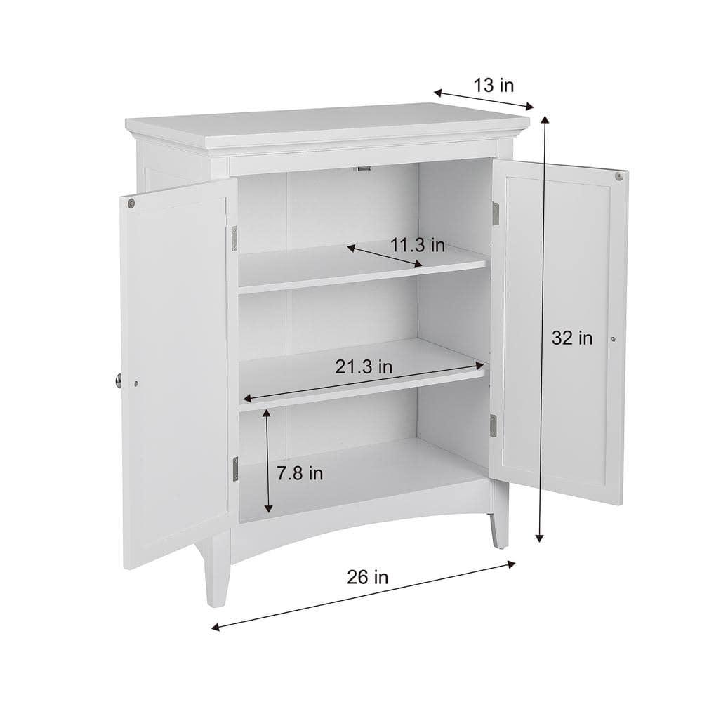 White Engineered Wood Bathroom Floor Cabinet with Adjustable Shelving