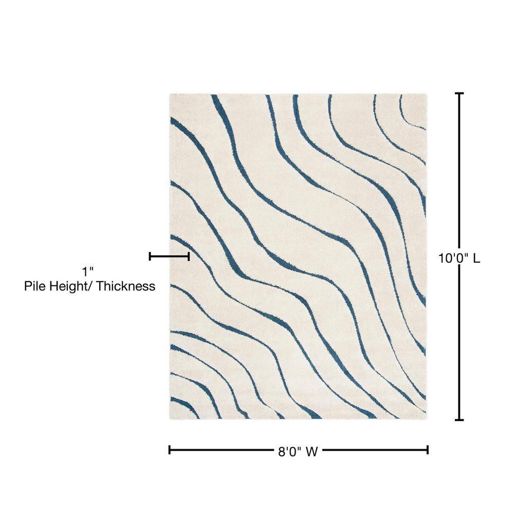Florida Shag SG472 Power Loomed Indoor Area Rug - Cream/Blue - 8'x10' - Safavieh